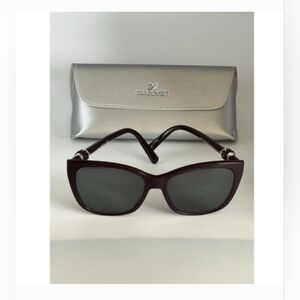 SWAROVSKI SW129 Purple Large Plastic Cat Eye Frame Sunglasses 58-16-140 READ